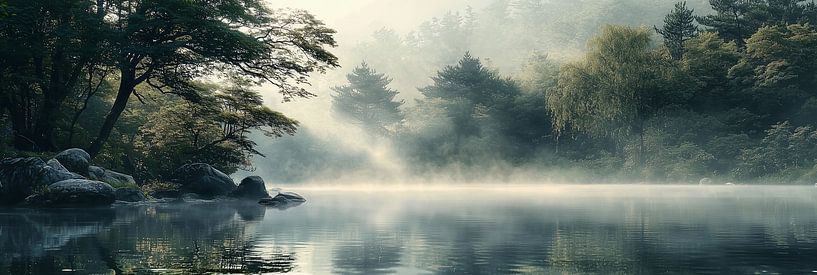 Zen tuin achtergrond banner. Aziatisch seizoensbeeld van Ariadna de Raadt-Goldberg