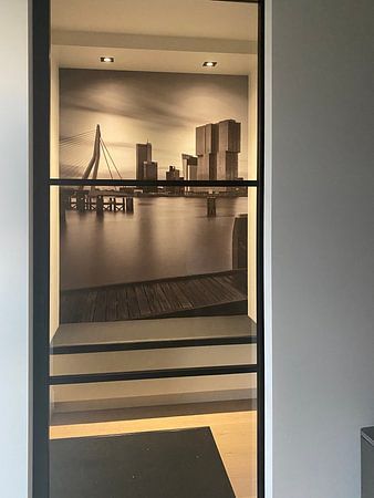 rotterdam skyline in black and white