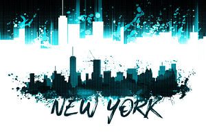 Graphic Art NYC Skyline Splashes | cyan