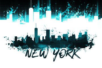 Graphic Art NYC Skyline Splashes | turquoise   van Melanie Viola