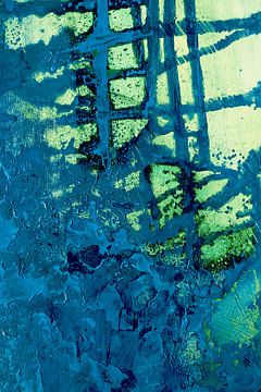 Teal and Lime Abstract Texture – Modern Blue Green Wall Art by Ela Szczepaniak