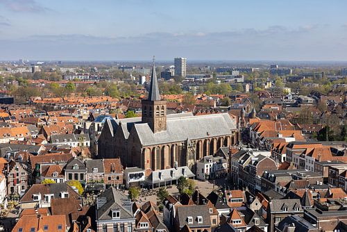 Luchtzicht op de Sint-Joriskerk in Amersfoort