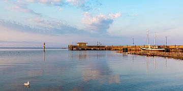 Boat landing stage in Langenargen on Lake Constance in the morning light by Werner Dieterich