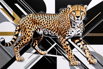 Popart cheetah met dynamiek van Art & Soul Creations