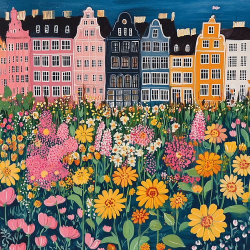 Blumenmeer vor den Stadthäusern