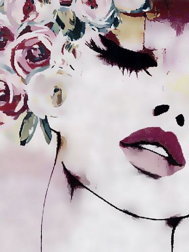 Frühling | Porträt einer Frau mit bunten Blumen um ihr Gesicht