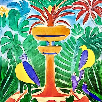 Fontein met vogels-Matisse geïnspireerd van zam art