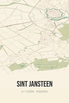 Vieille carte de Sint Jansteen (Zélande) sur Rezona