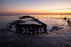 Sonnenaufgang am Wattenmeer in den Niederlanden.