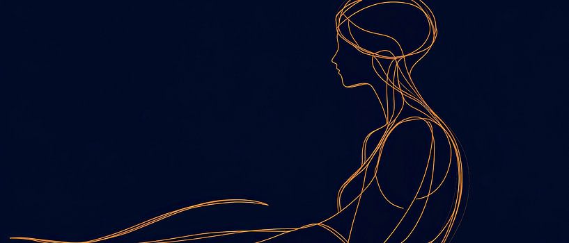 Minimalistische damescontour in goudbruin van Poster Art Shop