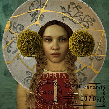 Pop-Art Beauty Holland Goud Postzegel