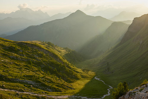 A golden glow in the mountains