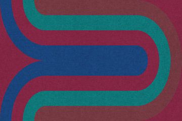 Retro geometrisch patroon. Bauhaus stijl. Vormen in wijnrood, kobaltblauw, groenblauw. van Dina Dankers