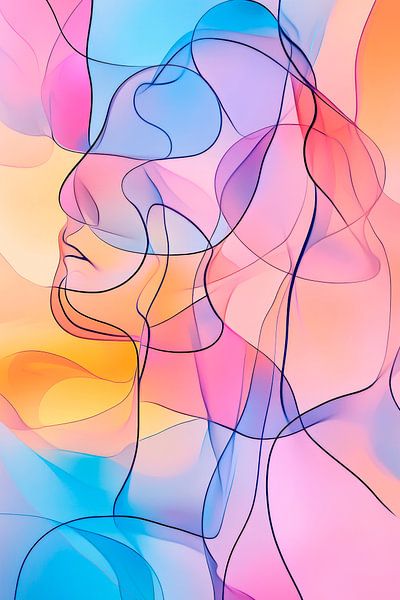 Abstract line art of faces by Poster Art Shop