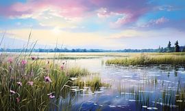 Landschaft mit sanften Farben von Gelissen Artworks