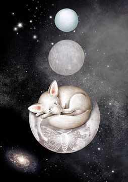 Arctic fox in the moon by Lucia