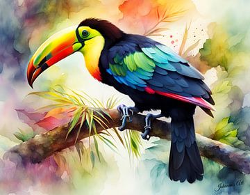 Prachtige vogels van de wereld - Keelbek toekan2 van Johanna's Art