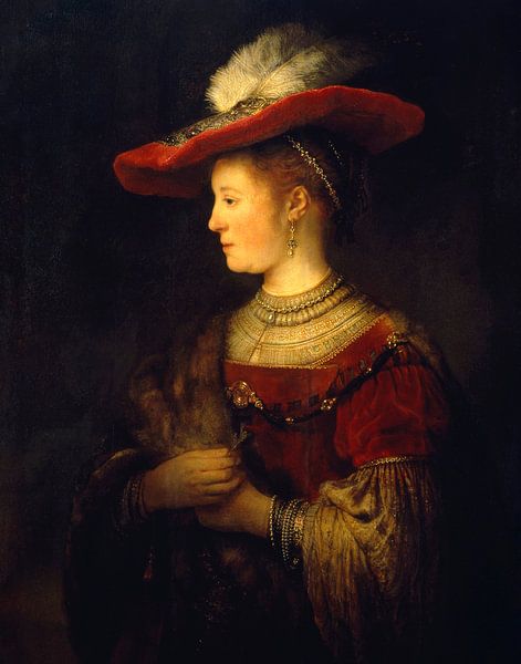 Saskia en profil in rijk gewaad - Rembrandt van Het Archief