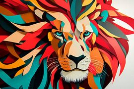 Lion coloré avec un design de cheveux stylé sur Poster Art Shop
