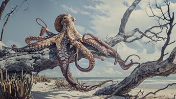 Octopus verovert de kust van Klaus Tesching - Art-AI
