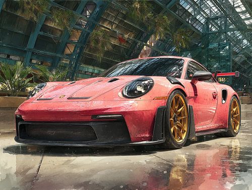 Porsche 911 GT3 RS Skizze Aquarell