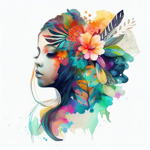 Aquarell Tropische Frau #14