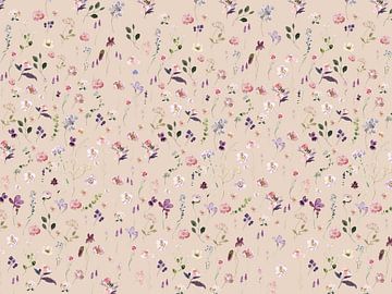 Zartes Blumenmuster auf Beige von Monika Strigel
