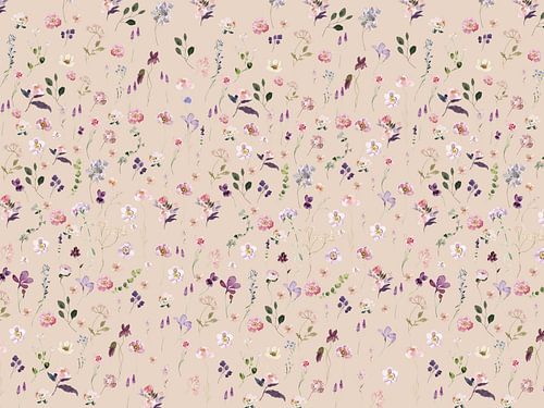 Delicate Florals on Beige