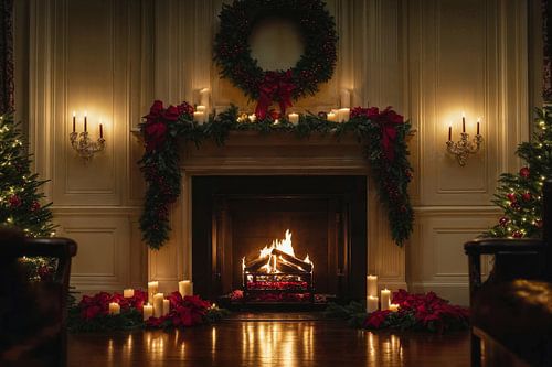 Kerstsfeer open haard
