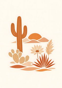 Minimal Woestijn Botanische Muurkunst