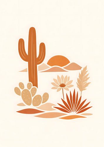 Minimal Woestijn Botanische Muurkunst