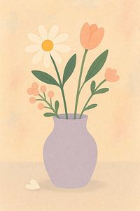Blumenvase in zartem Pastell