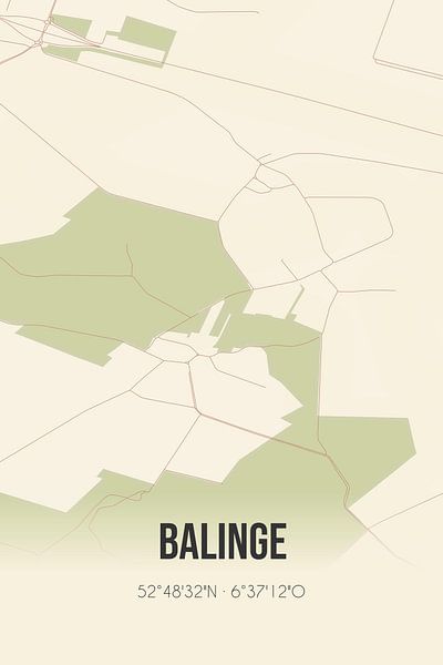 Vintage map of Balinge (Drenthe) by Prints of Place