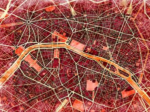 Karte von Paris centrum im stil 'Amber Autumn' von Maporia