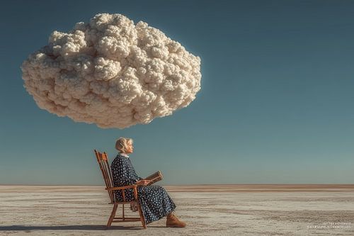 surrealistisch portret vrouw met wolk