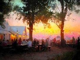 Lumière du soir dans le jardin de la bière sur Vlindertuin-Art