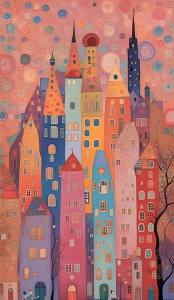 Skyline a la gustav klimt van Niek Traas