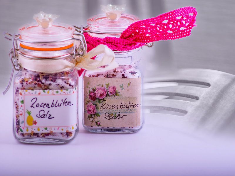 Rose petals salt and sugar by Photoart-Naegele