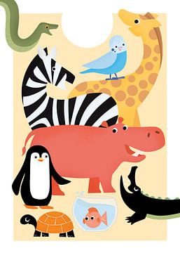 Fröhliches Tierporträt für das Kinderzimmer Several Buddies von Hannah Barrow