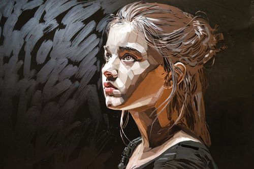 Portret van vrouw in kubisme