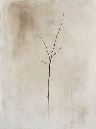 Tableau minimaliste avec branche centrée - Japandi Living Style