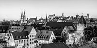 Neurenberg met het keizerlijk kasteel en de oude stad - monochroom van Werner Dieterich thumbnail