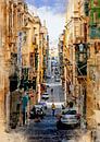 Malta Valetta stad aquarel schilderij #malta van JBJart Justyna Jaszke thumbnail