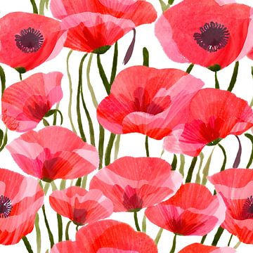 Rode klaproos - Natuur Bloem schilderij van ComfortQ