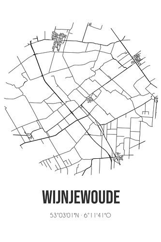Wijnjewoude (Fryslan) | Landkaart | Zwart-wit