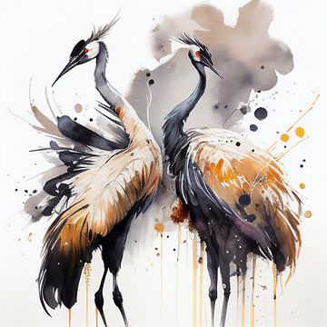Watercolour Cranes by Bianca ter Riet
