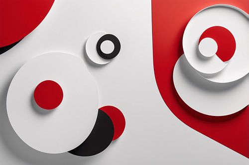 Geometrisch kunstontwerp in rood en wit