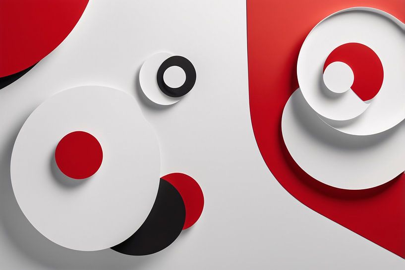 Geometric art design in red and white by Art & Soul Creations