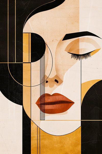 Art abstrait du visage dans les tons beiges par Art & Soul Creations