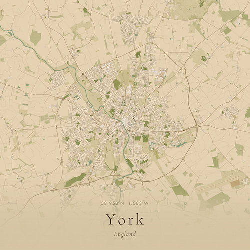 Historische Landkarte von York, Vereinigtes Königreich